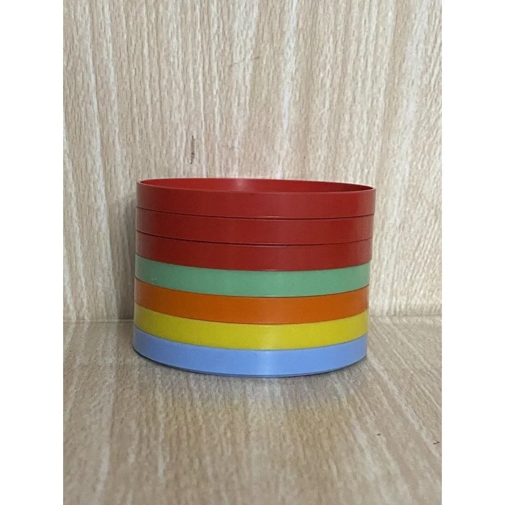 Bonnyware Rainbow Colors Flower Plastic Coasters‎ Set of 7